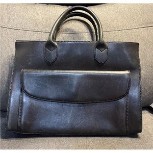 Vintage Perry Ellis Black Leather Handbag